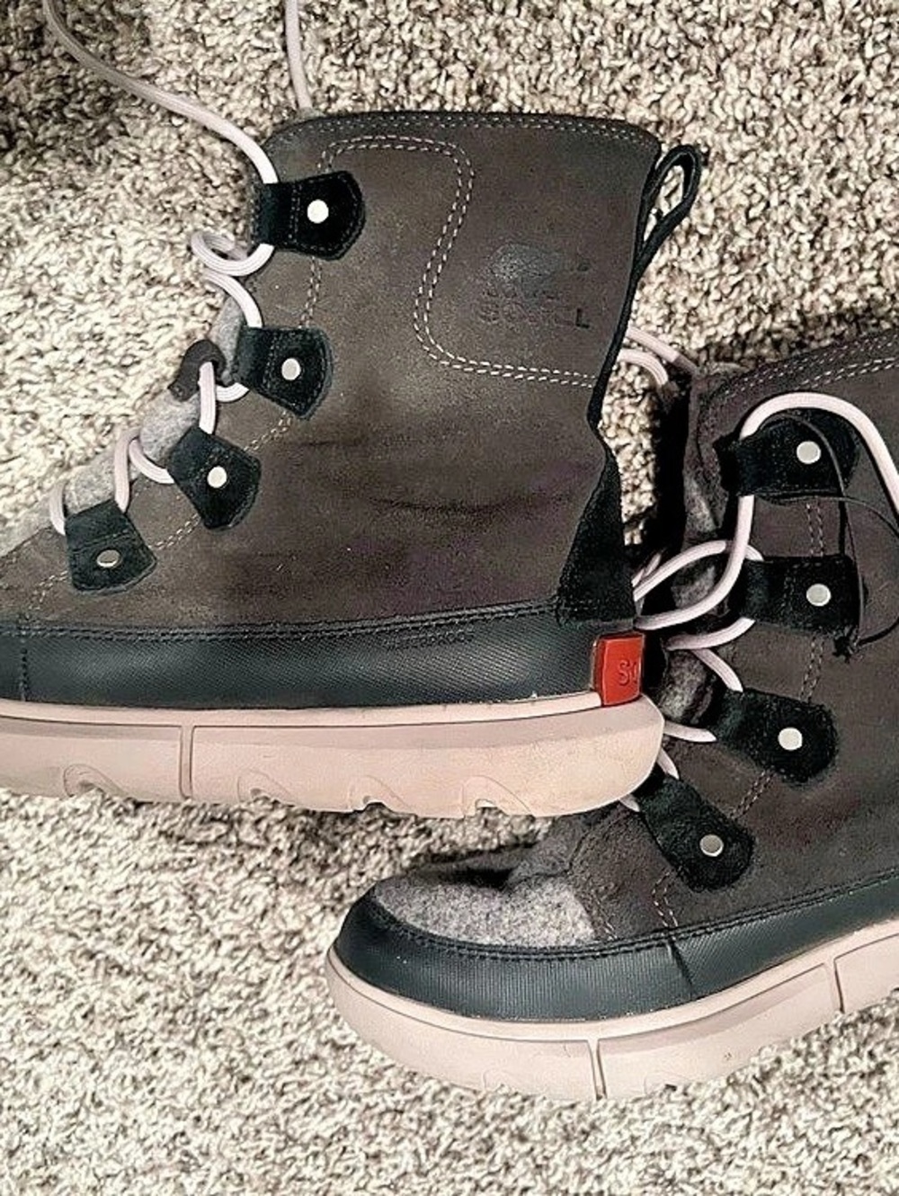Sorel Explorer II Joan Felt Waterproof Boots Gray & Black US 9.5